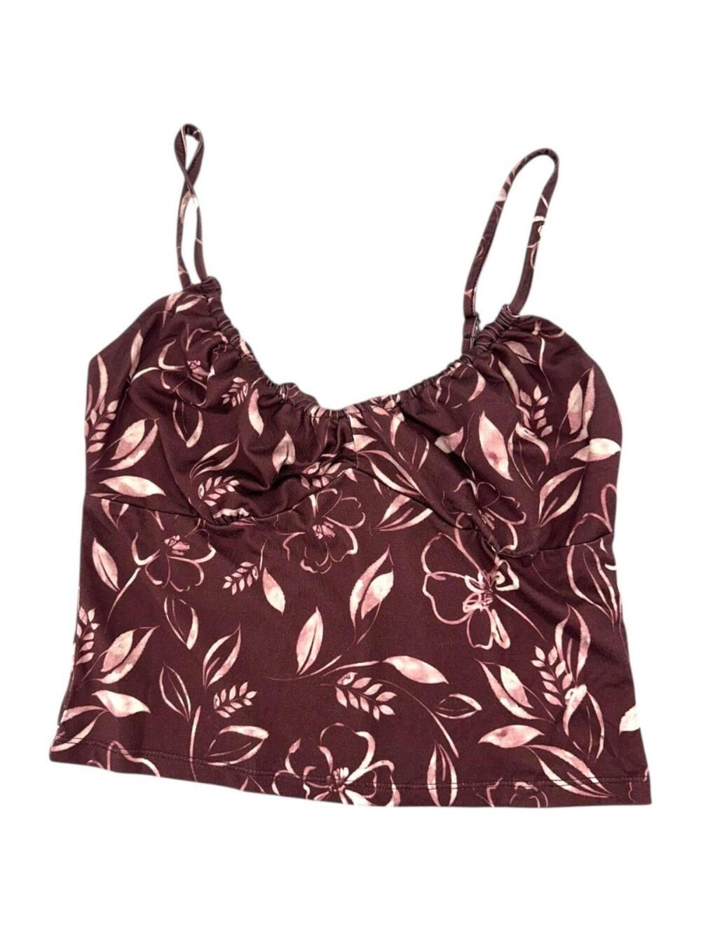 Maroon Floral Print Cami Crop Top